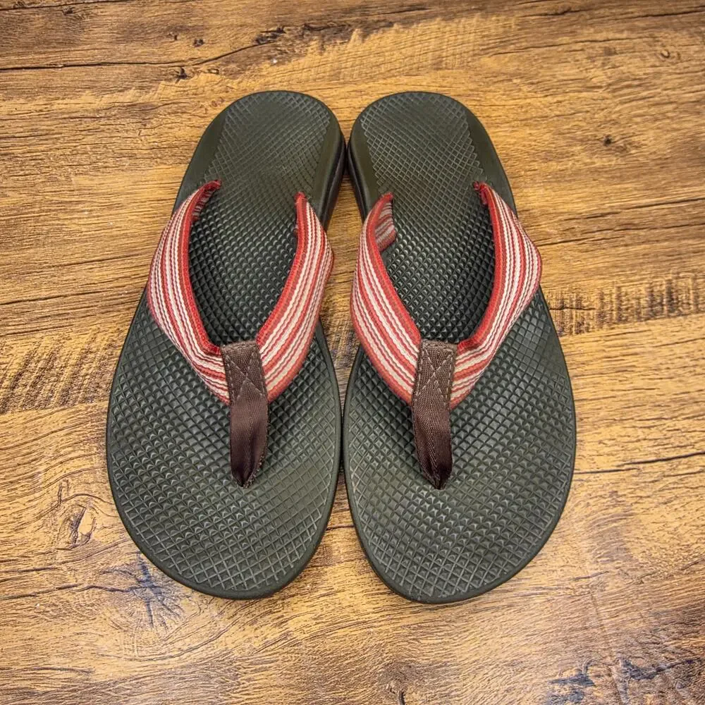 Chaco Classic Red White Woven Sandals flip flop size 10 womens